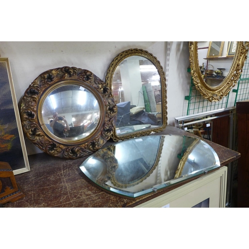 394 - Two gilt framed mirrors and another mirror