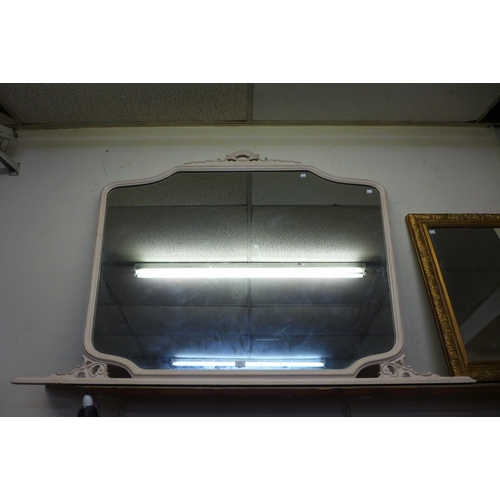 419 - A painted overmantel mirror