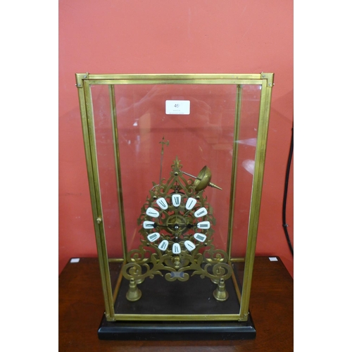 62 - A gilt metal fusee skeleton clock