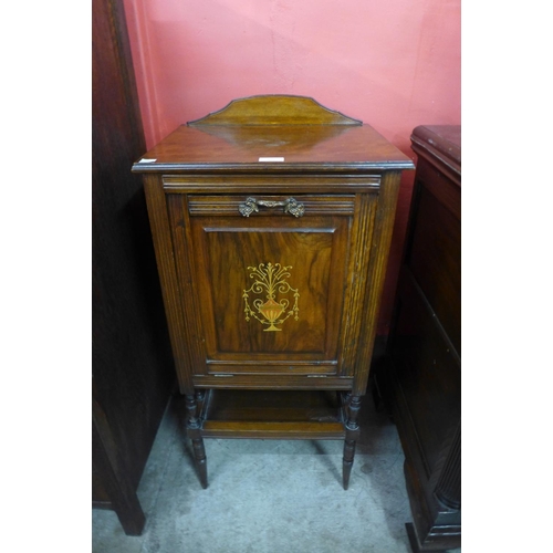 67 - An Edward VII inlaid walnut music cabinet