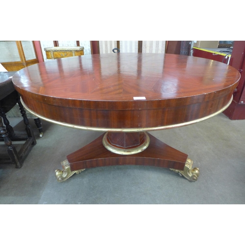 82 - A 19th Century mahogany and parcel gilt centre/dining table, 76cms h x 133cms d