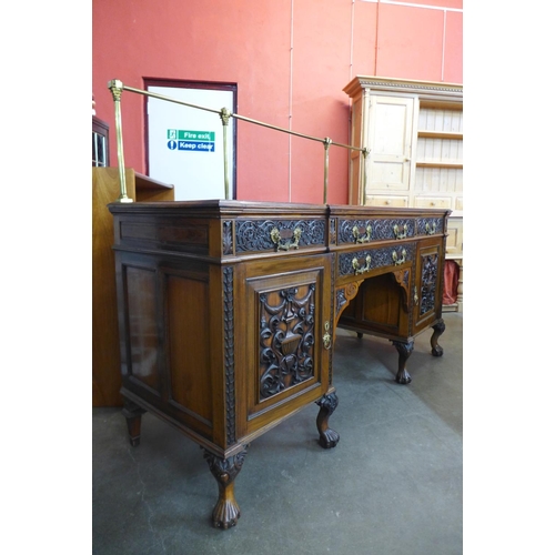 89 - A late 19th/early 20th Century Anglo-Indian carved rosewood breakfront sideboard