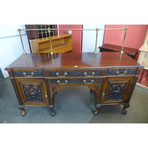 89 - A late 19th/early 20th Century Anglo-Indian carved rosewood breakfront sideboard