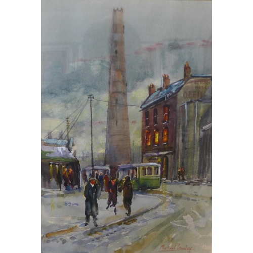 9 - Michael Crawley, Winter, The Old Shot Tower, Derby, watercolour, 29 x 20cms, framed