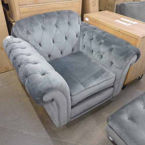 1430 - A Bordeaux 'steel' velvet button back chair (245650) RRP £499.91 + VAT  *This lot is subject to VAT ... 