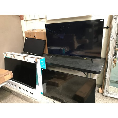 3427 - Four various branded TVs - all damaged/require attention/scrap * This lot is subject to VAT