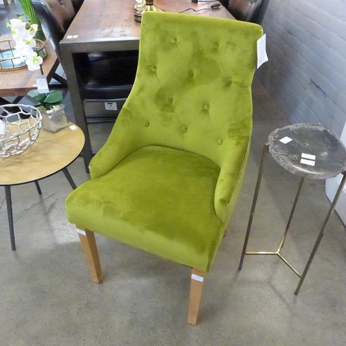 1319 - A green velvet side chair