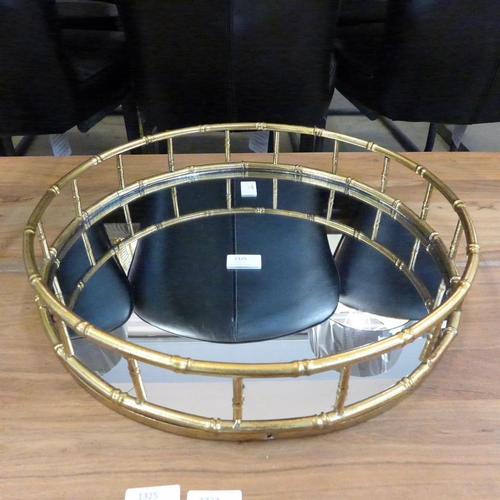 1325 - A large circular bamboo mirrored tray (2079816)   #