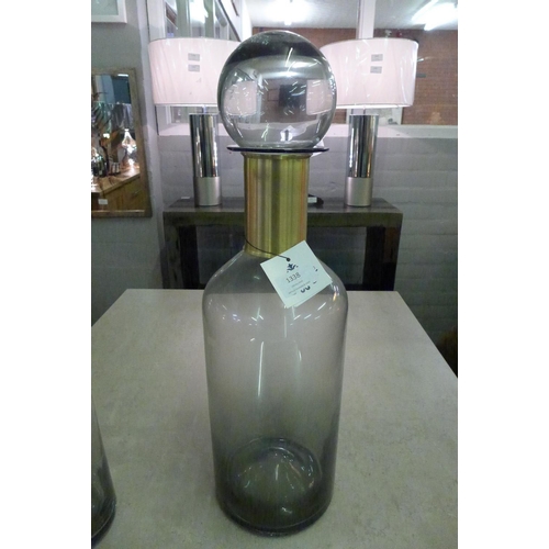 1338 - A tall 54cm grey glass apothecary jar with a brass neck   (GW9019)   #