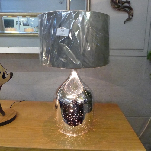 1350 - A mercury glass dual light table lamp with grey shade (30717C33)   #