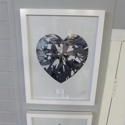 1361 - A W-Summer Thornton print, Heart Diamond, 30cm x 40cm (PFMET000459)  #