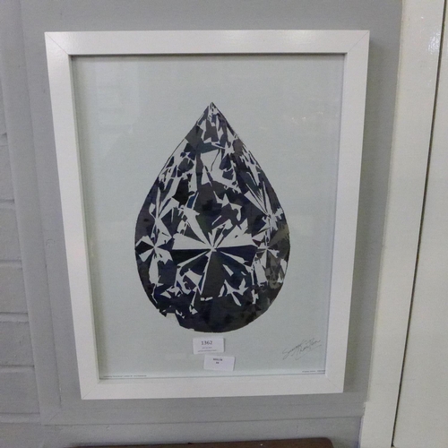 1362 - A W-Summer Thornton print, Teardrop Diamond, 30cm x 40cm (PFMET000469)  #