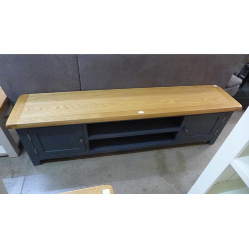 1415 - A slate blue and oak TV stand