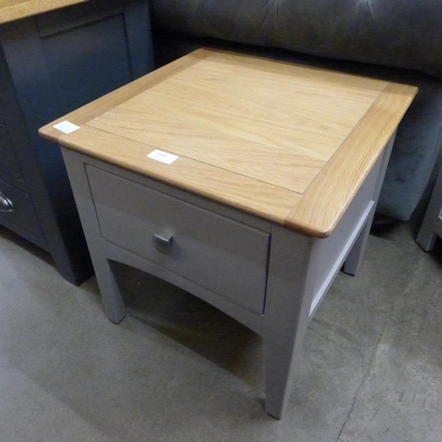 1428 - A Malvern Shaker grey painted oak square lamp table with drawer (EV15-88) * this lot is subject to V... 