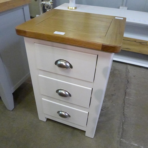 1518 - A Portland white three drawer bedside table (PP3BS-W) * this lot is subject to vat