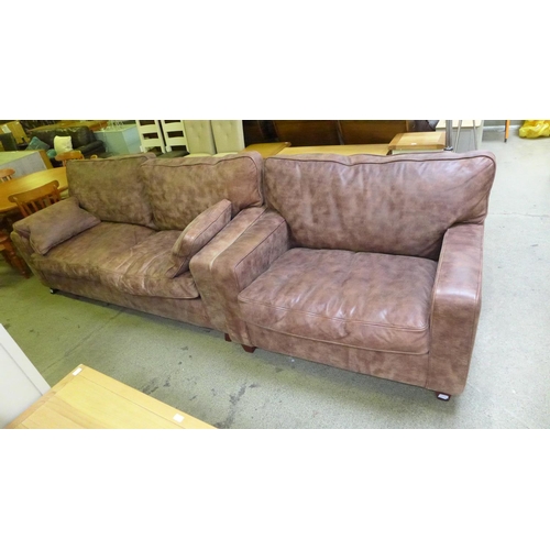 1860 - A full hide leather three seater sofa and love seat