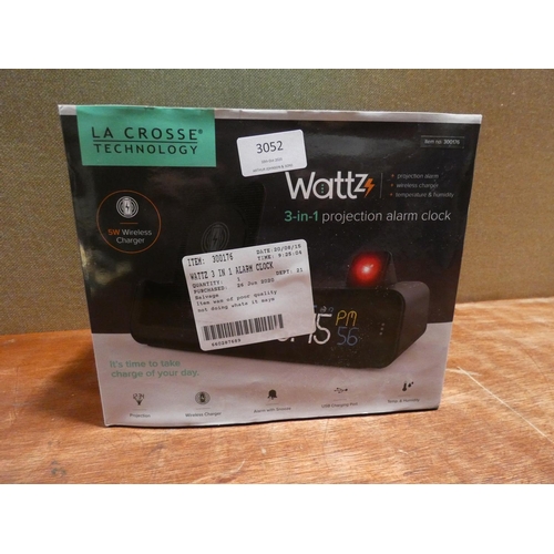 3052 - Wattz 3 In 1 Alarm Clock  (205-14) * This Lot Is Subject To Vat