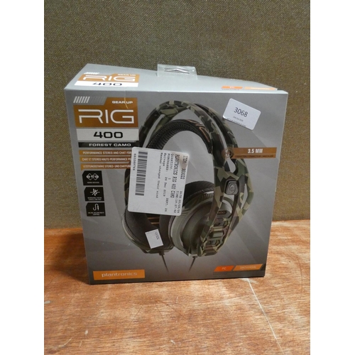 3068 - Plantronics Rig 400 Forest Camo Pc Gaming Headset (205-170) * This Lot Is Subject To Vat