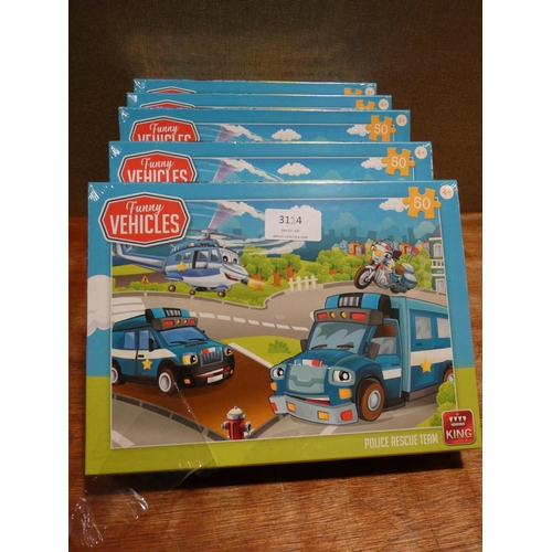 3114 - A set of five funny vehicle jigsaws