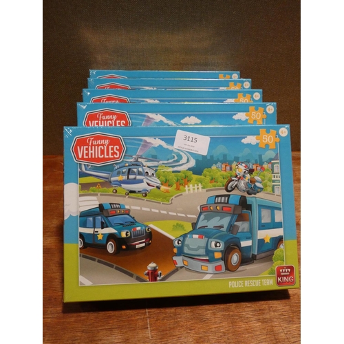 3115 - A set of five funny vehicle jigsaws