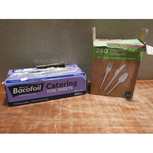 3116 - Baco Catering Foil Sheets and Jena Compostable Cutlery (205-158, 175) * This Lot Is Subject To Vat