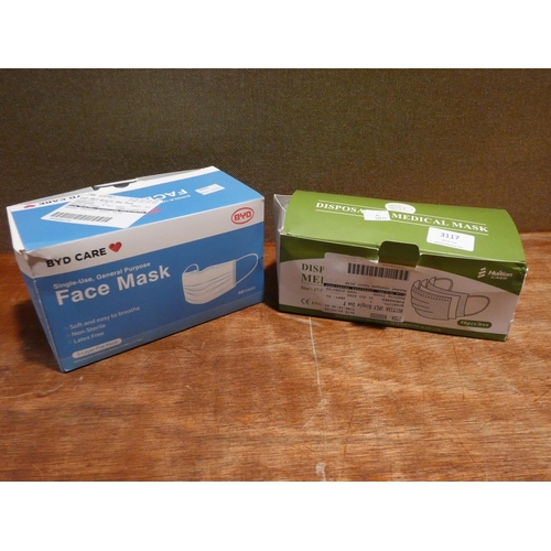 3117 - Two boxes of 3Ply Face Masks  (205-198, 199) * This Lot Is Subject To Vat