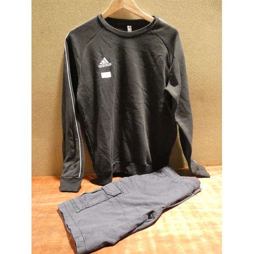 3129 - Adidas Core Sweat Top - Size medium  and Union Bay Cargo Shorts - size 32   (205-281, 298) * This Lo... 