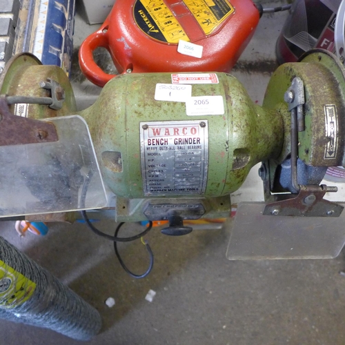 2065 - Warco 240v bench grinder - failed electrical safety test due to earth continuity - sold as scrap