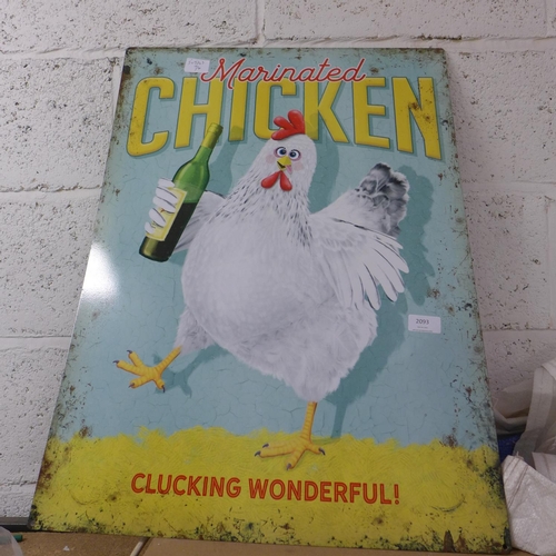 2093 - Large tin plate sign - Marinated Chicken * this lot is subject to vat