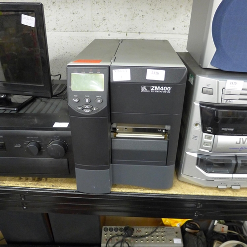 2316 - ZM 400 label printer - W - no power lead