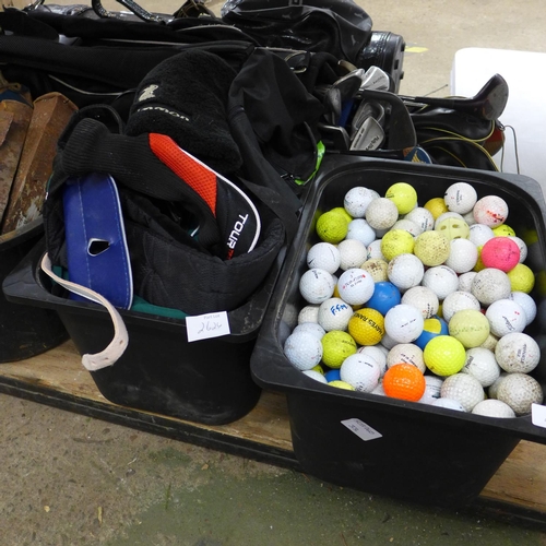 2624 - Qty. of golf balls, 100+ plus golf club covers & tees, etc.