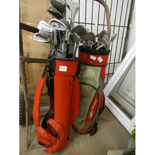 2641 - 2 Golf bags, qty. of irons/woods (Howson, Donnay, Pin Seeker, Wilson, John Letters), etc.