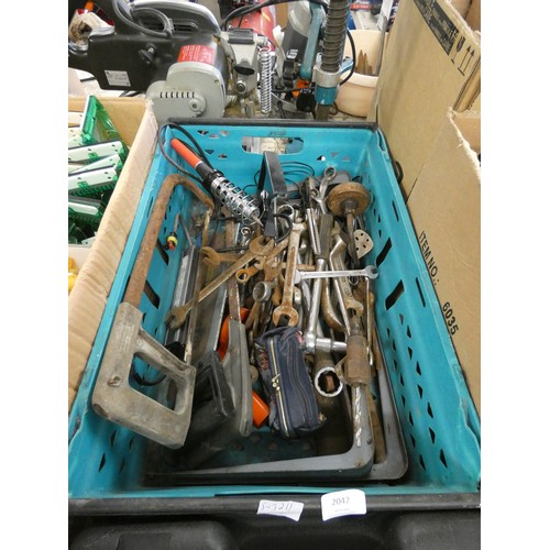 2042 - Crate of misc. tools inc. spanners