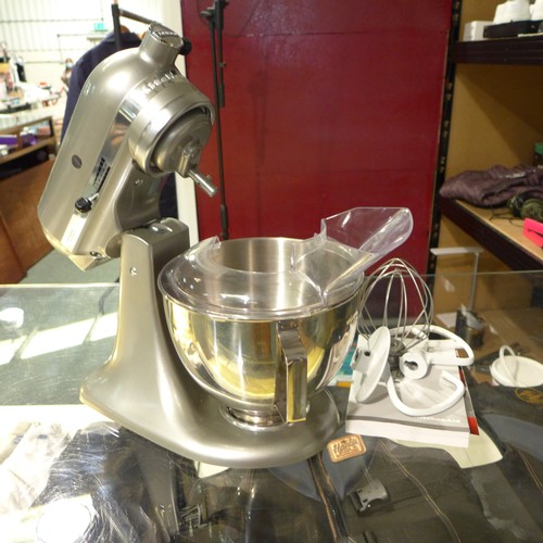 3283 - Kitchenaid Silver Mixer with attachments (205-405) * This Lot Is Subject To Vat