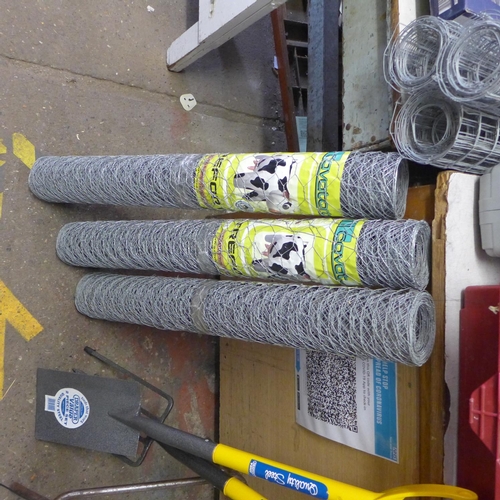 2060 - 3 x 10mtr rolls of wire netting - 30 mtrs. in total * this lot is subject to vat