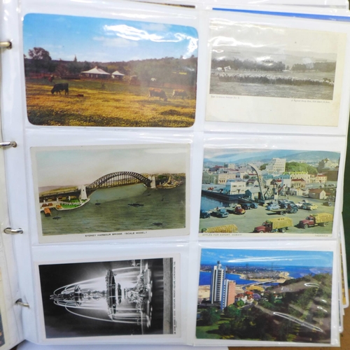 678 - Postcards; a large album of worldwide postcards, vintage to modern, Australia, New Zealand, South Af... 