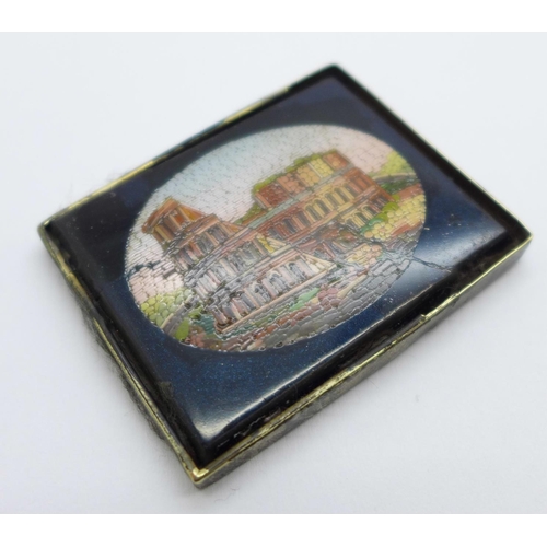 1005 - A micro-mosaic plaque depicting The Colosseum, 37mm x 47mm