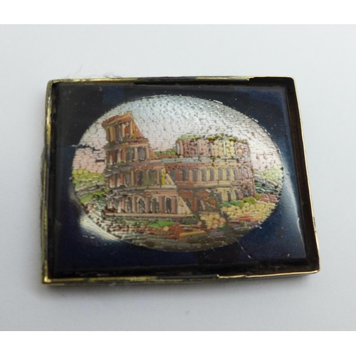 1005 - A micro-mosaic plaque depicting The Colosseum, 37mm x 47mm