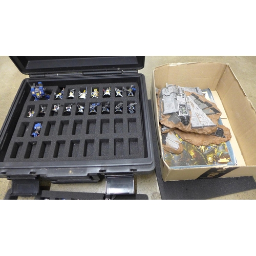 1234 - A Games Workshop Warhammer carry case, figures, book and scenery