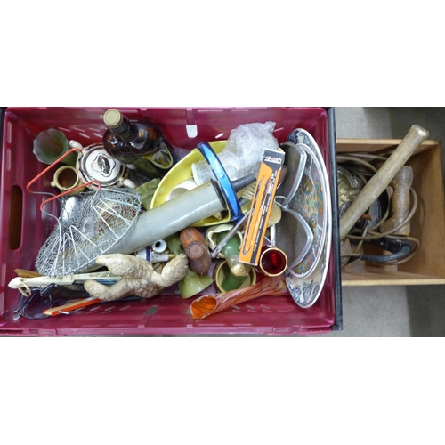 1239 - Four boxes of assorted items, postal history, flatware, china, glass, etc. **PLEASE NOTE THIS LOT IS... 