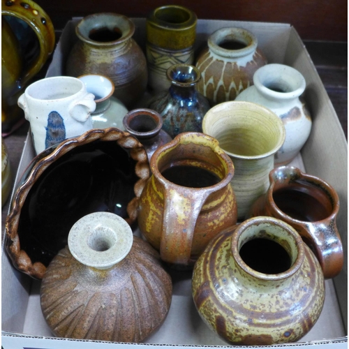 672 - A collection of studio pottery, some signed (24)