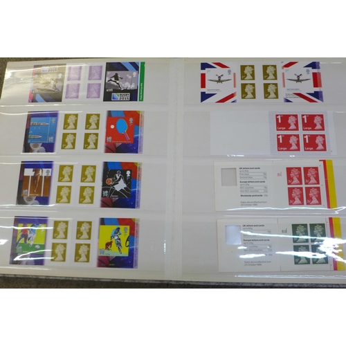 693 - Stamps; GB Queen Elizabeth II booklet panes and booklets in album, (over £60 face value)