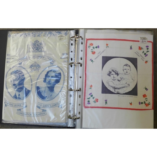 697 - A collection of mainly commemorative silks, fifteen scarves and thirteen handkerchiefs