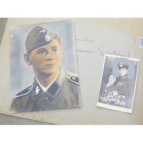 717 - A town memorial from WWII, St. Paul i Gailtal with two photographs of soldiers killed in action, Oto... 