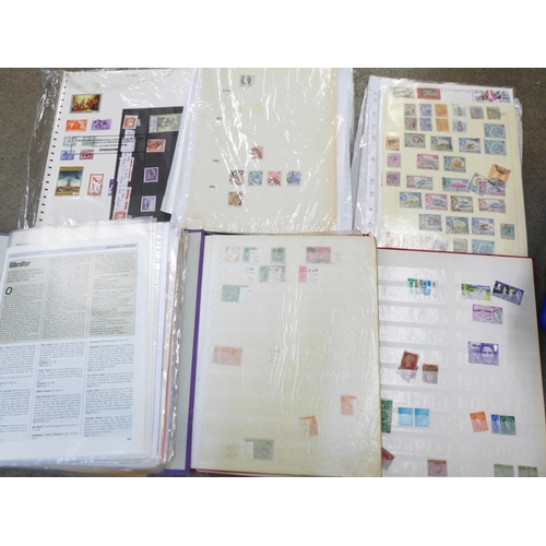 768 - Stamps; box of country selections on sheets (mainly used), SG Part I catalogue and a tub of unused/m... 