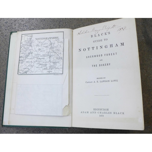 777 - Eight books;- Black's Guide to Nottinghamshire; Hans Andersen, The Nightingale; Rambles in Wensleyda... 