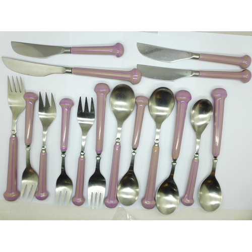 782 - Sixteen pieces of Denby Gypsy Regency stoneware handled cutlery, (comprising two main course forks, ... 