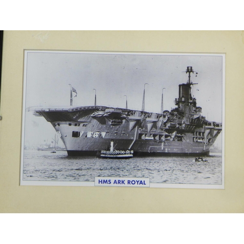 797 - Four Naval pictures; HMS Hood, HMS Ark Royal, HMS Effingham and one showing HMS London, HMS Argonaut... 