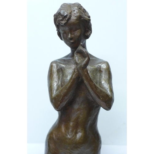 812 - A bronze figure of a nude, signed H Sasaki, 46.5cm