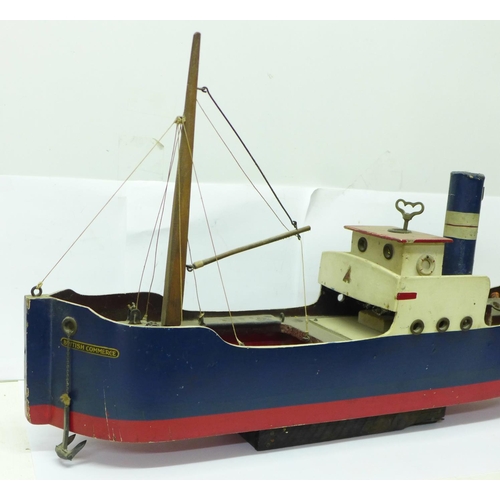 813 - An early 20th Century clockwork model trawler, British Commerce, 56cm